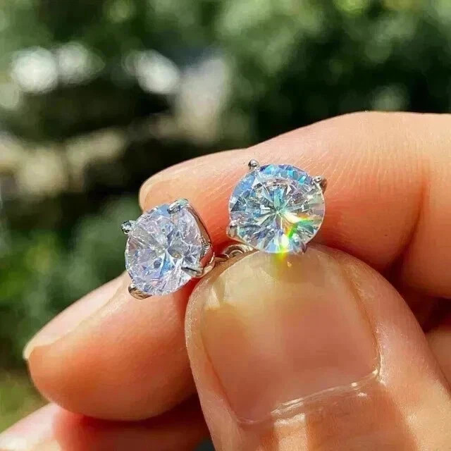0.44 CT Lab Grown Diamond stud Earing for women 925 Silver 14k White Gold Plated