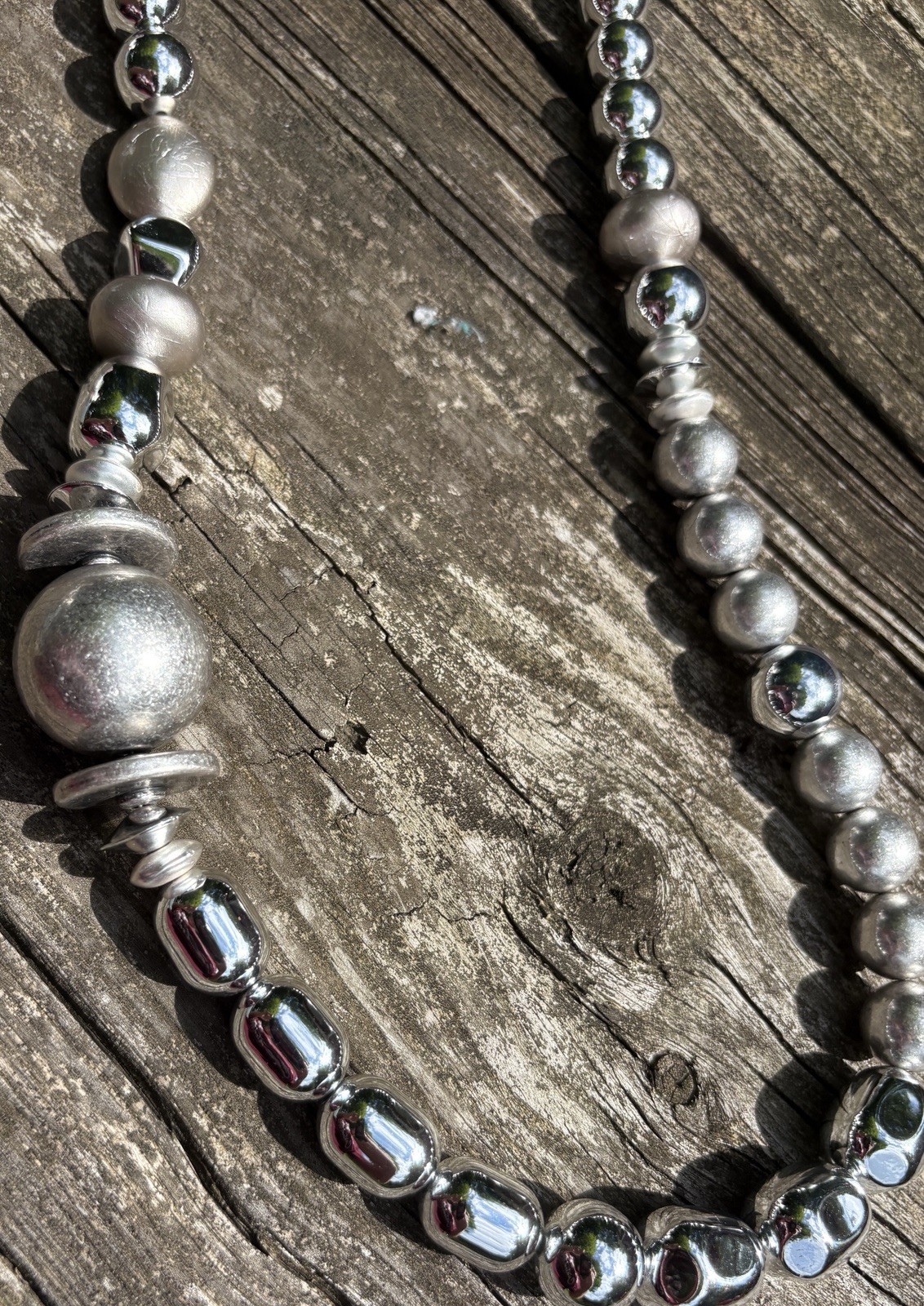 Chico’s Necklace Women’s Silver Tone Beaded City Boho Long Vintage