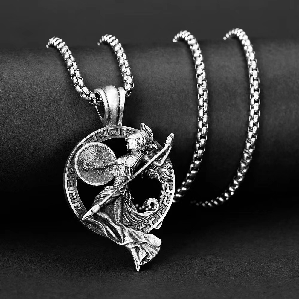 Athena Pendant Greek Goddess Necklace Men Women Stainless Steel Jewelry Gift