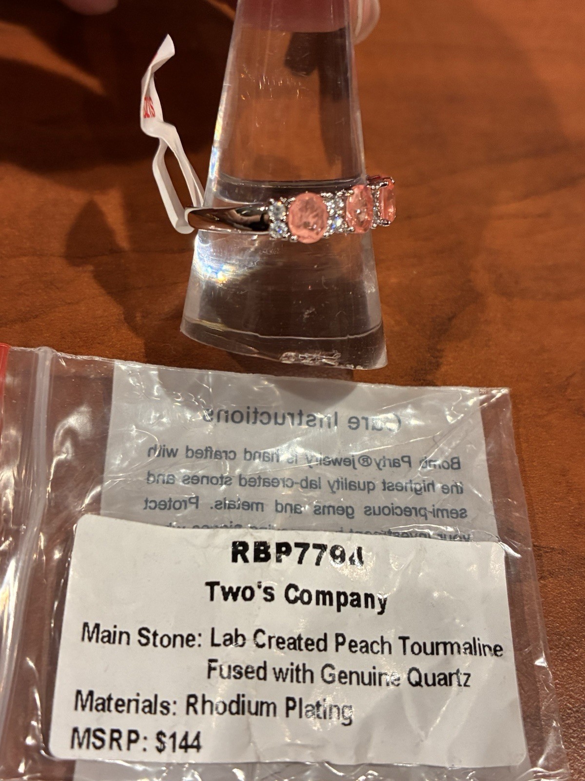Ring Bomb Party RBP7794 Size 10 Peach Tourmaline