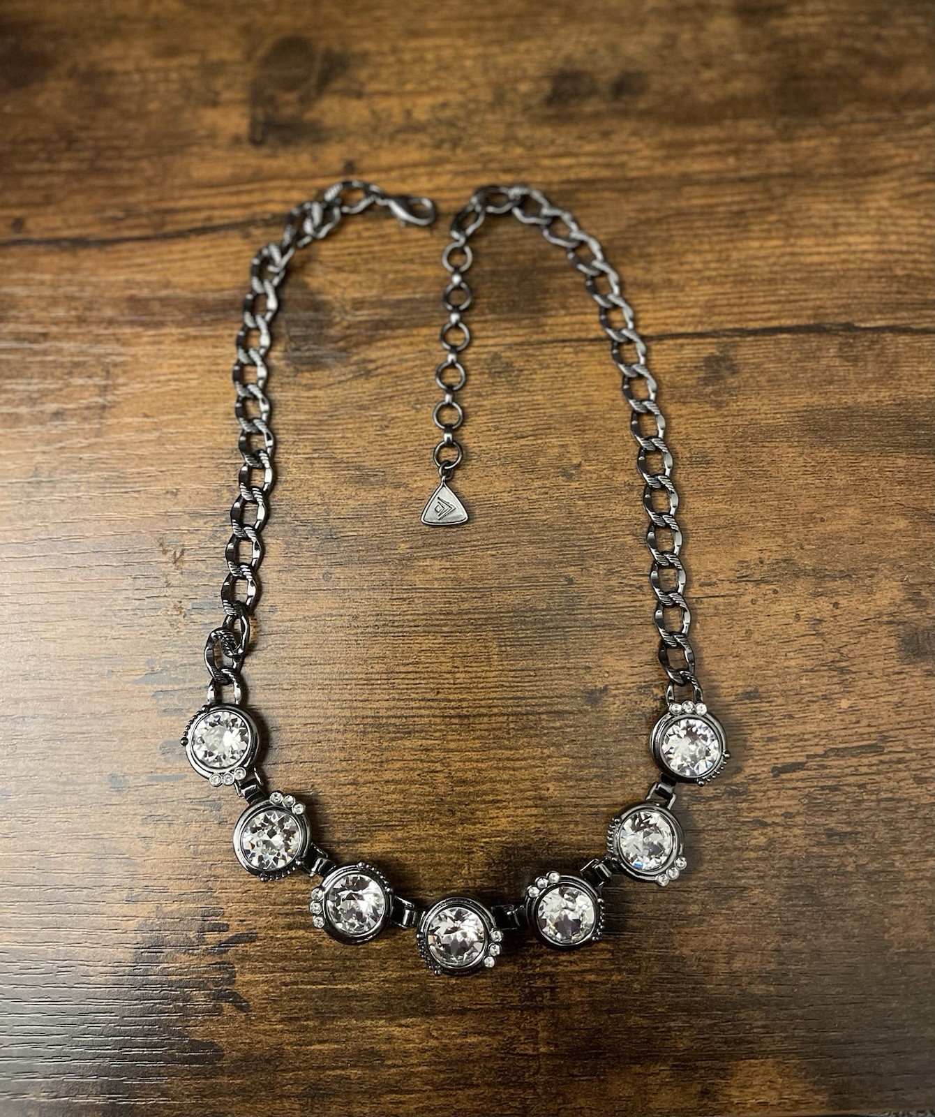 SILPADA GLAMOUR Swarovksi Crystal Hematite Statement Necklace 18-20″