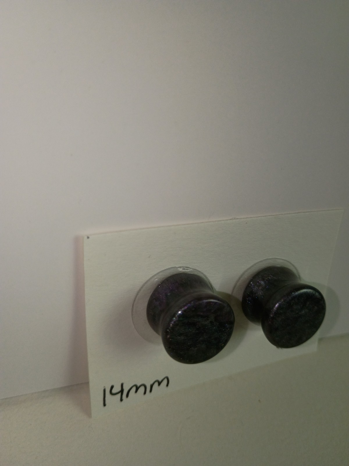 14mm Handmade Purple and Gray Mica Resin Ear Gauges | Shimmering Round Plugs