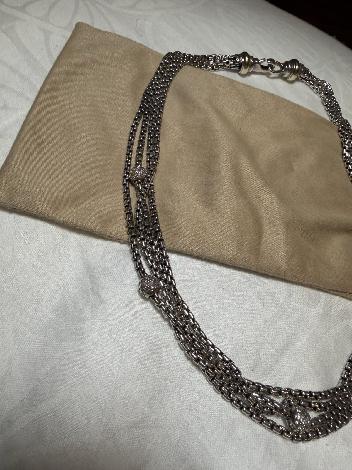 David Yurman 1.08ctw Diamond Station Multi-Strand Necklace