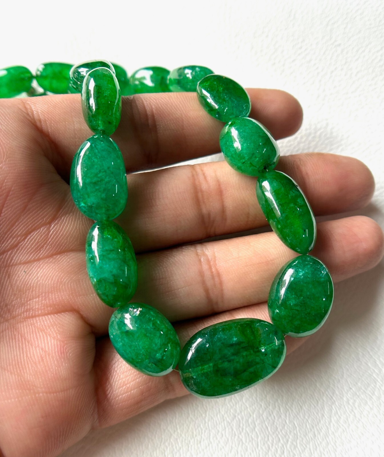 AAA-Natural Emerald Gemstone Tumble Beads Gemstone Necklace