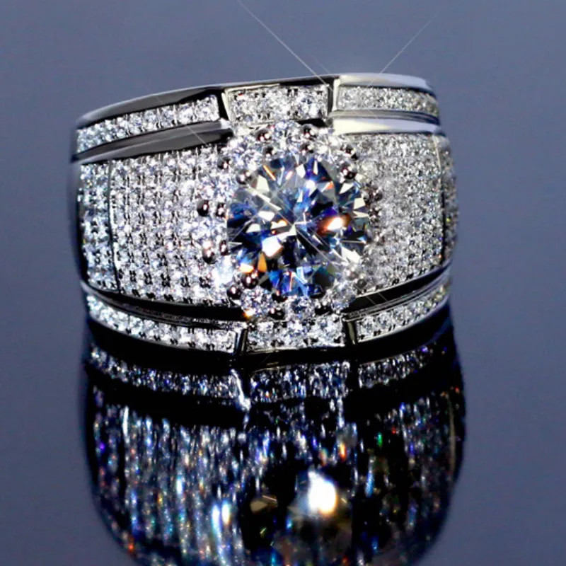 Milangirl Sterling Silver Big Zircon Stone Ring Unisex