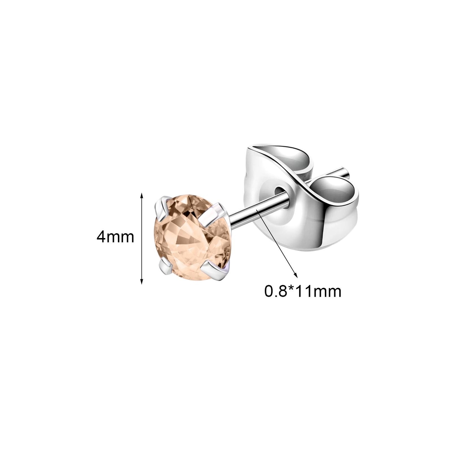 1 Pair 20G Stainless Steel Stud Earrings CZ Ear Studs Cartilage Piercing Jewelry