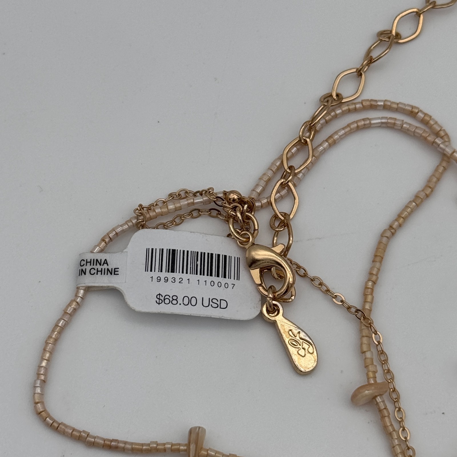 Free People Ariana Ost Something Beautiful Necklace Beaded Charms Cross Boho NEW