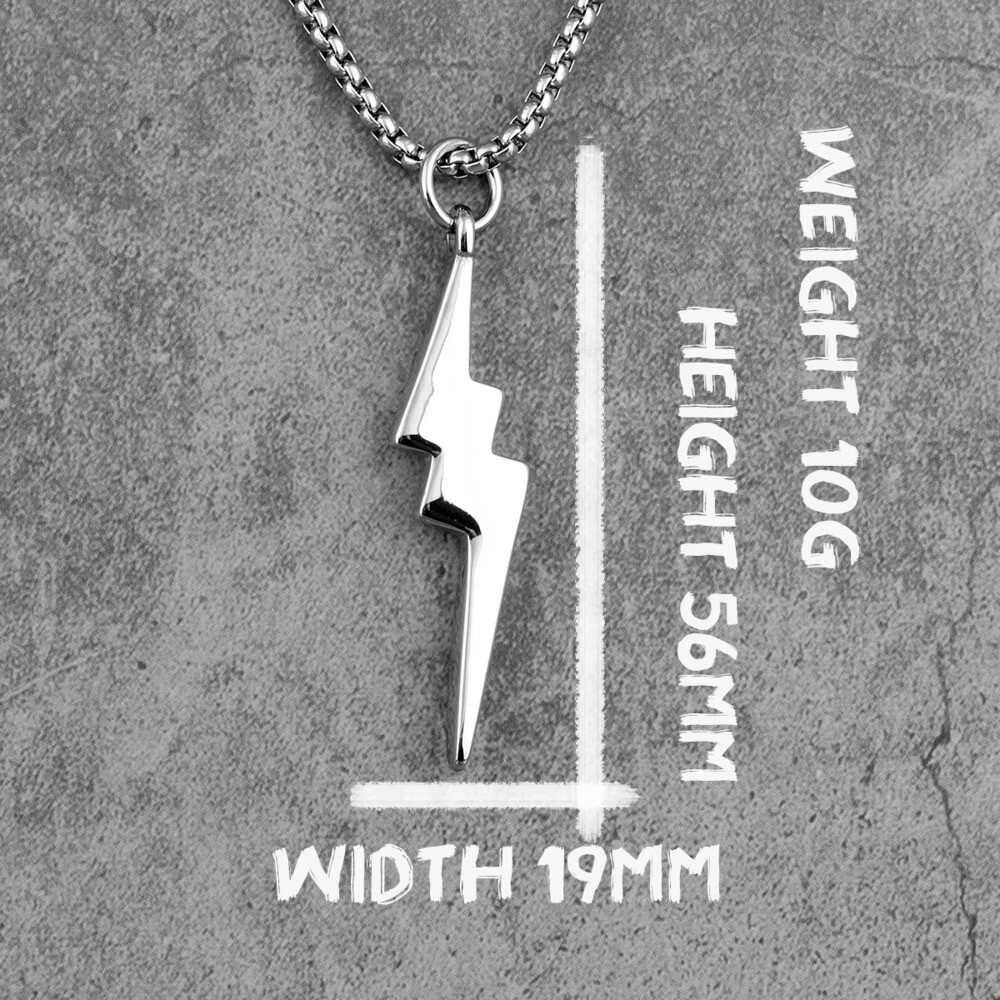 Sculpt Rings™ 316L Stainless Steel Lightning Bolt Pendant Necklace | 50/60/70cm