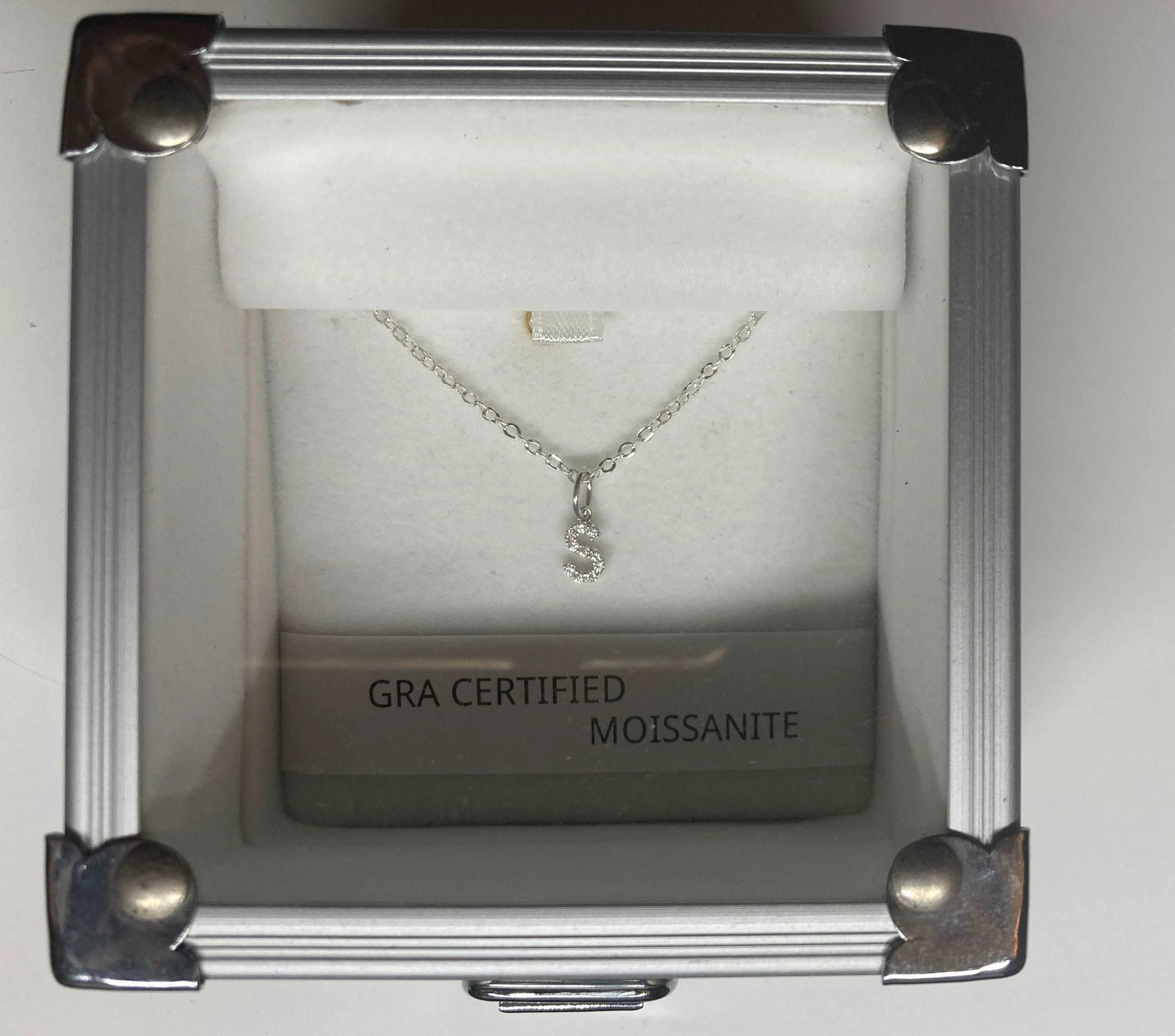 Genuine Moissanite Initial Pendants set in solid Sterling Silver