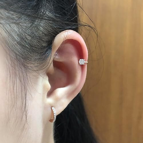 Solitaire Ear Cuff Clip On Cartilage Earrings Sterling Silver Cubic Zirconia