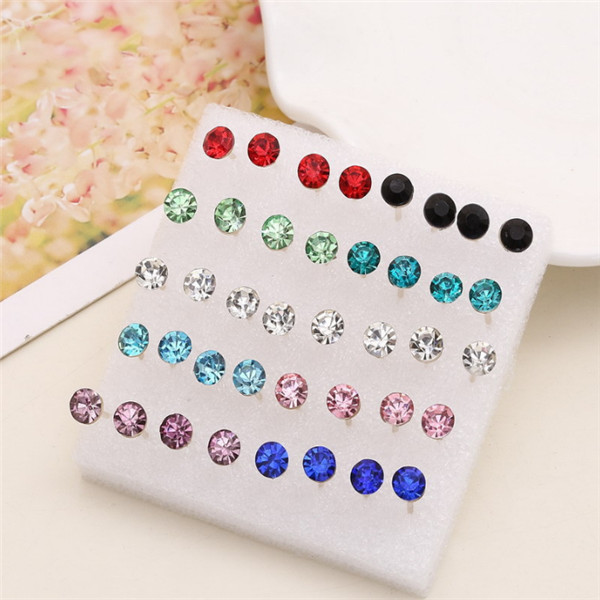 A Set Of 12 Pairs Different Style Ear Studs Earrings Allergy Free Wholesale UK