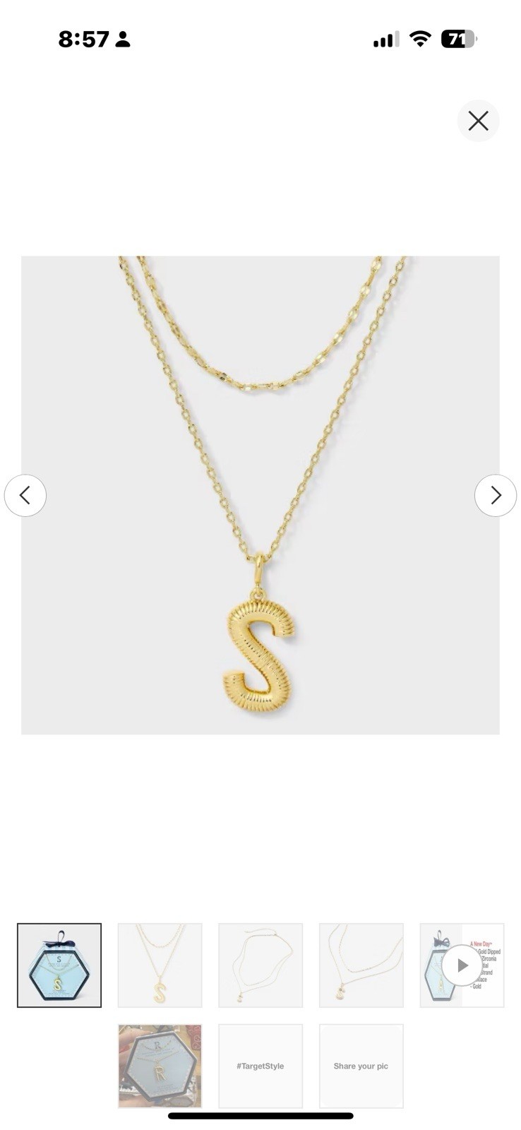 14k Gold Dipped Cubic Zirconia Duo Necklace – Letter M – A New Day