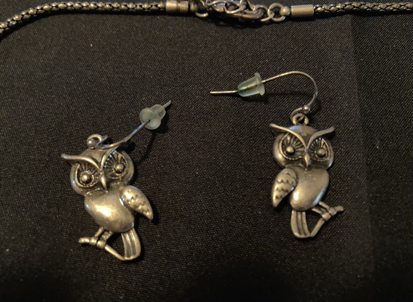 Gold Tone Owl Pendant Necklace & Dangle Earrings Jewelry Set Nickel-Free