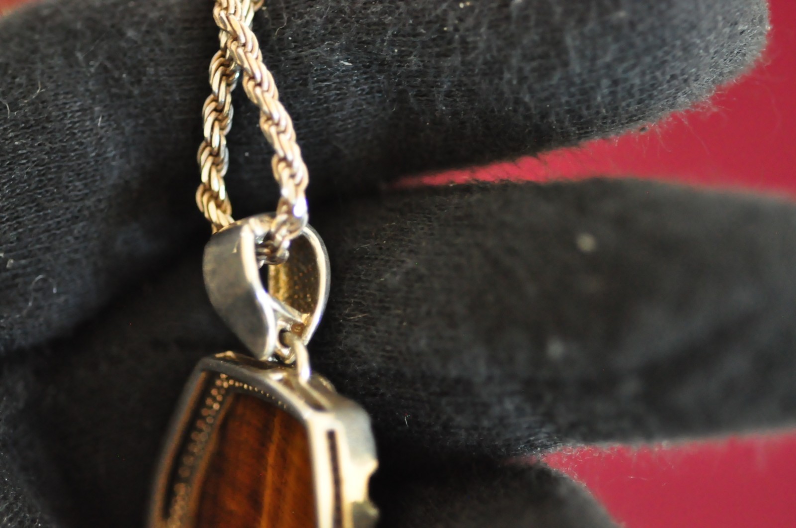 Sterling Tiger’s Eye Pendant on Italian 925 Necklace Chain – 30g, Ornate Silver