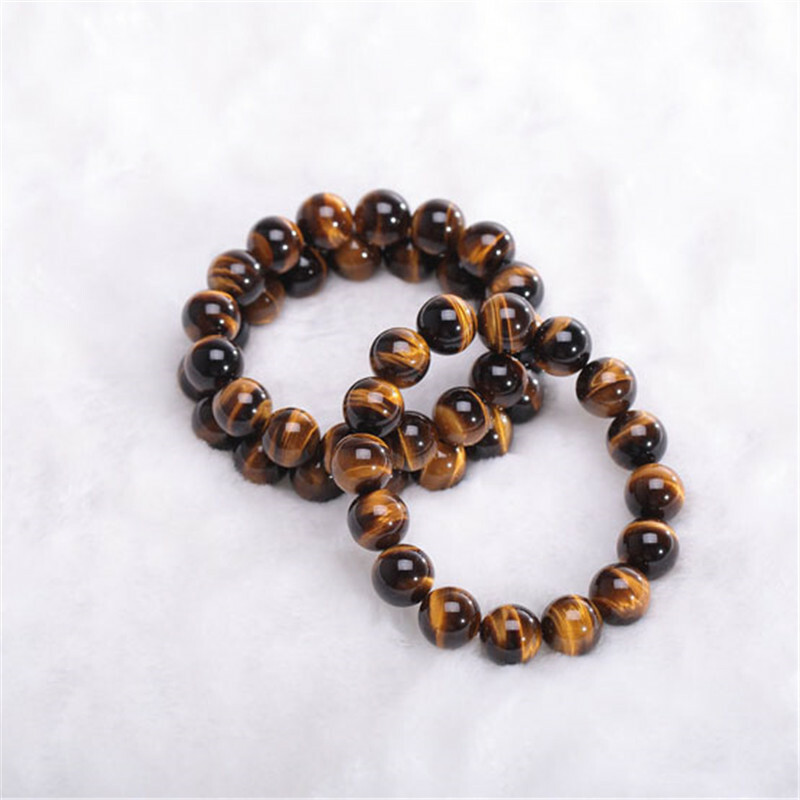 Unisex Women Men Tiger Eye Beads Gemstone Bangle Bracelet Christmas Jewelry Gift