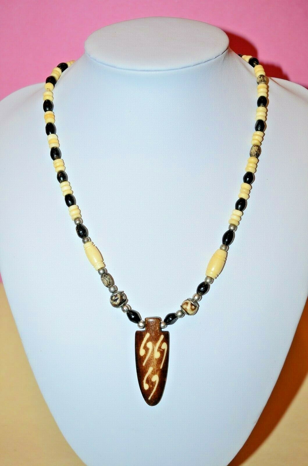 Ethnic Beaded Statement Necklace Fashion Chic Unique Tribal BoHo Brown Jewelry