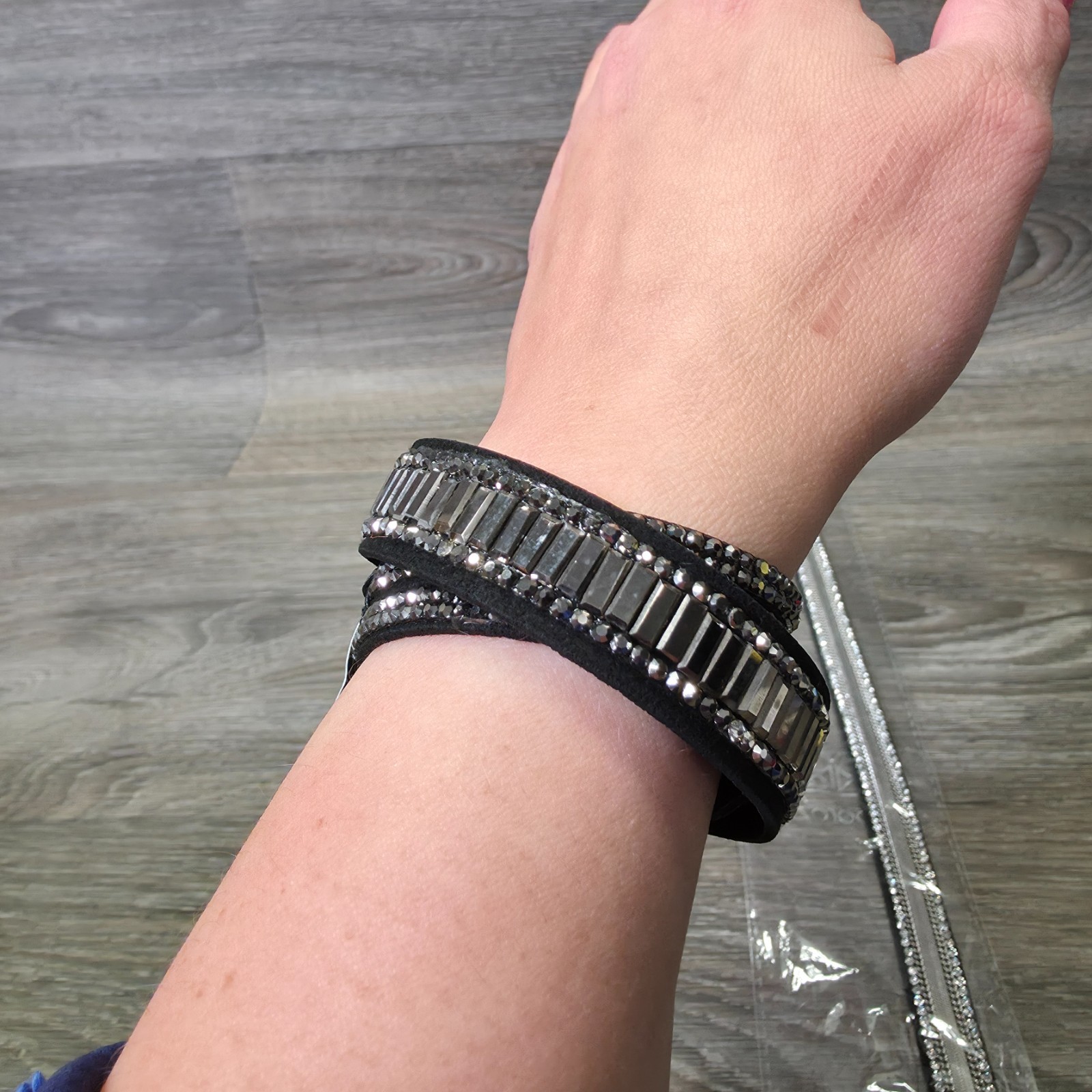 Paparazzi Black Rhinestone Diamond Wrap Bracelet Lot of 2 Boho Jewelry NEW