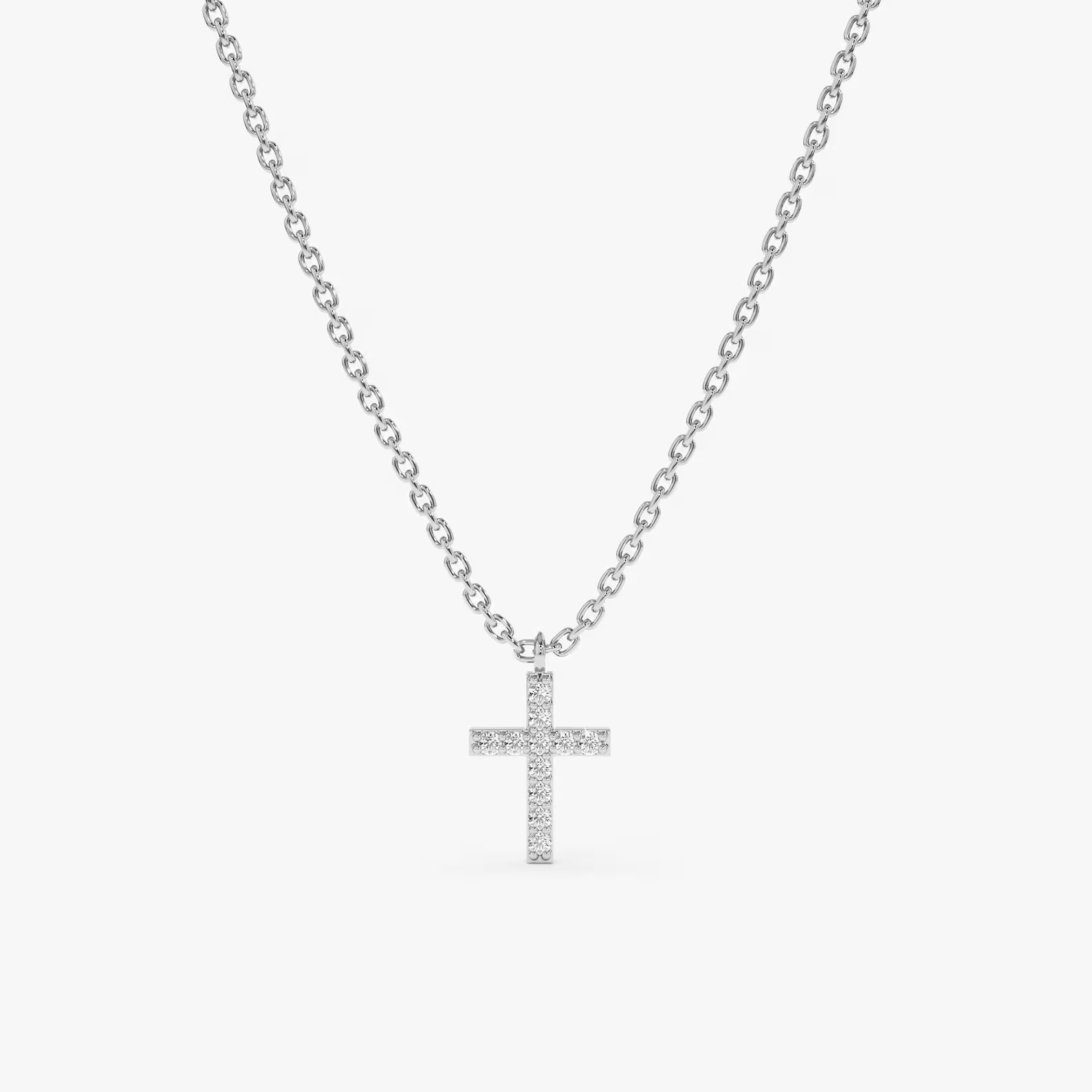 Lab Grown 1.00 Ct Round Cut EF VS Diamond Cross Shape Necklace in 14K Solid Gold
