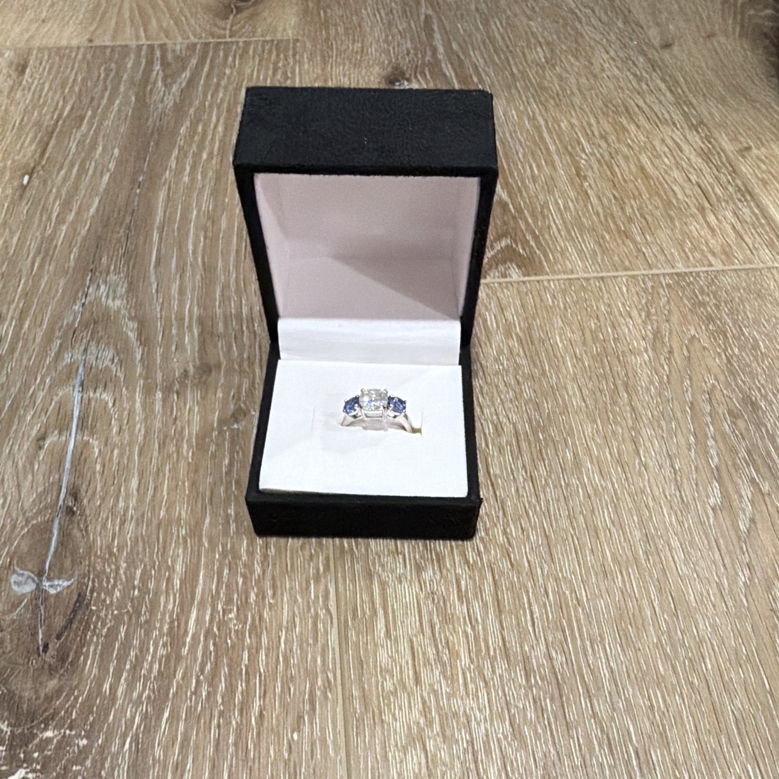 JTV 2.00ct Cushion Moissanite Platinum Cocktail Ring Size 6 Tanzanite