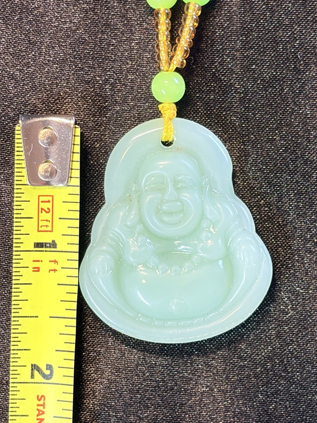 Green Chaldecony Big Belly Buddha W/plastic/resin Accent Beads