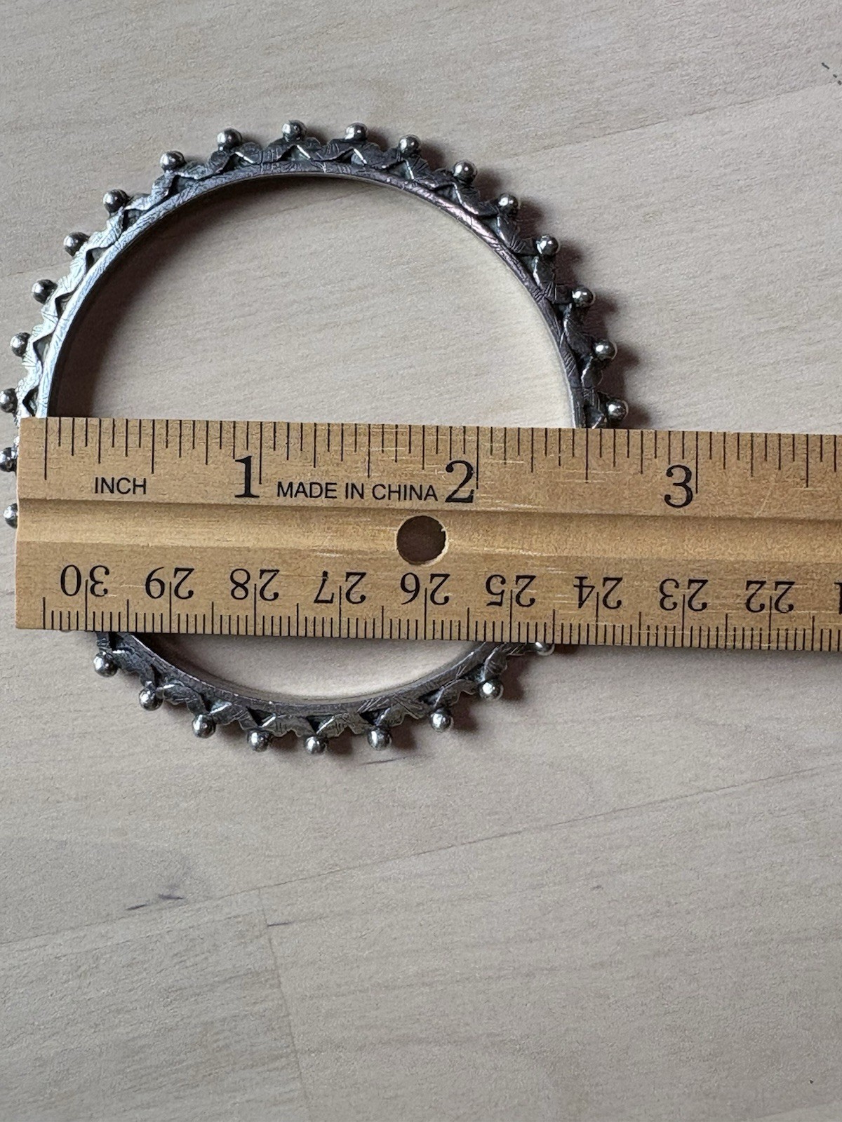 Unique Design Stainless Steel Bangle Bracelet 2 1/2 Inches Diameter No Stamp