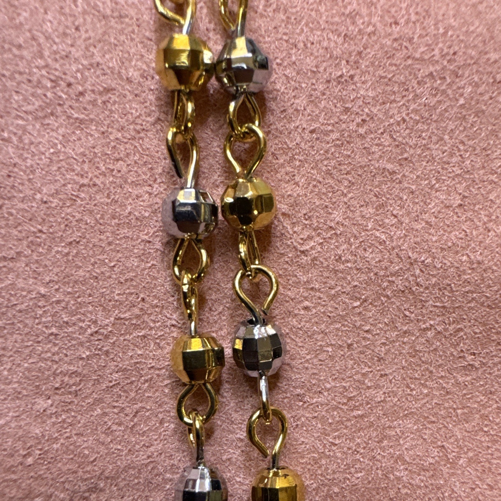 Rolo Chain Necklace 18.5”, 3.2mm 14K Gold Filled Two-Tone Beads, Lobster Clasp