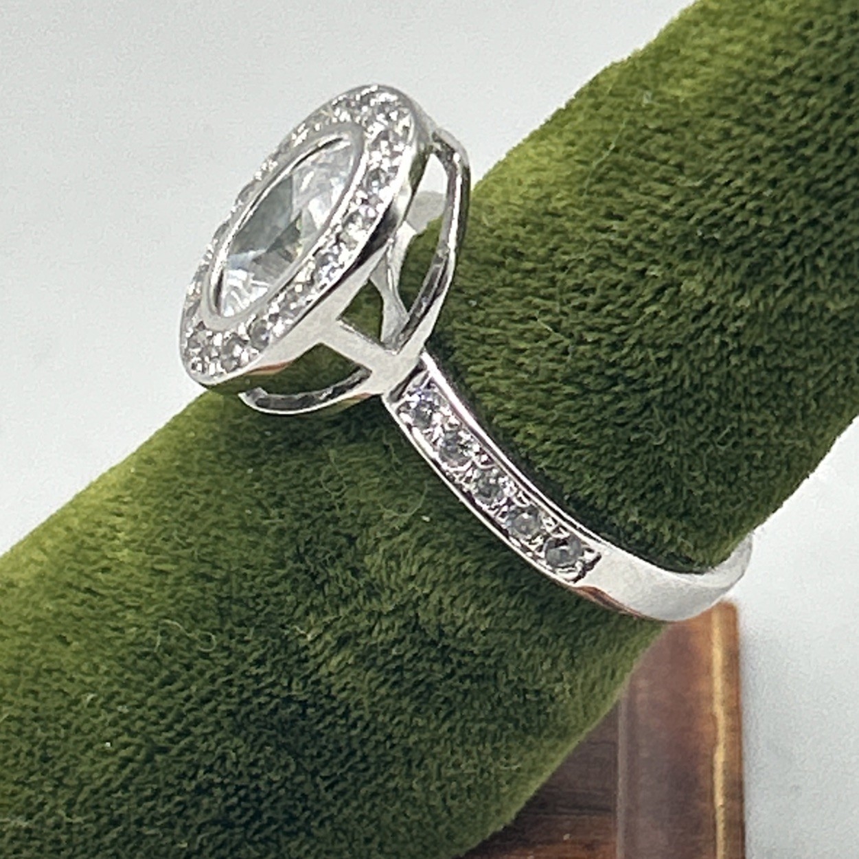 Oval Clear Stone Ring Illegible Markings Costume Jewelry from China