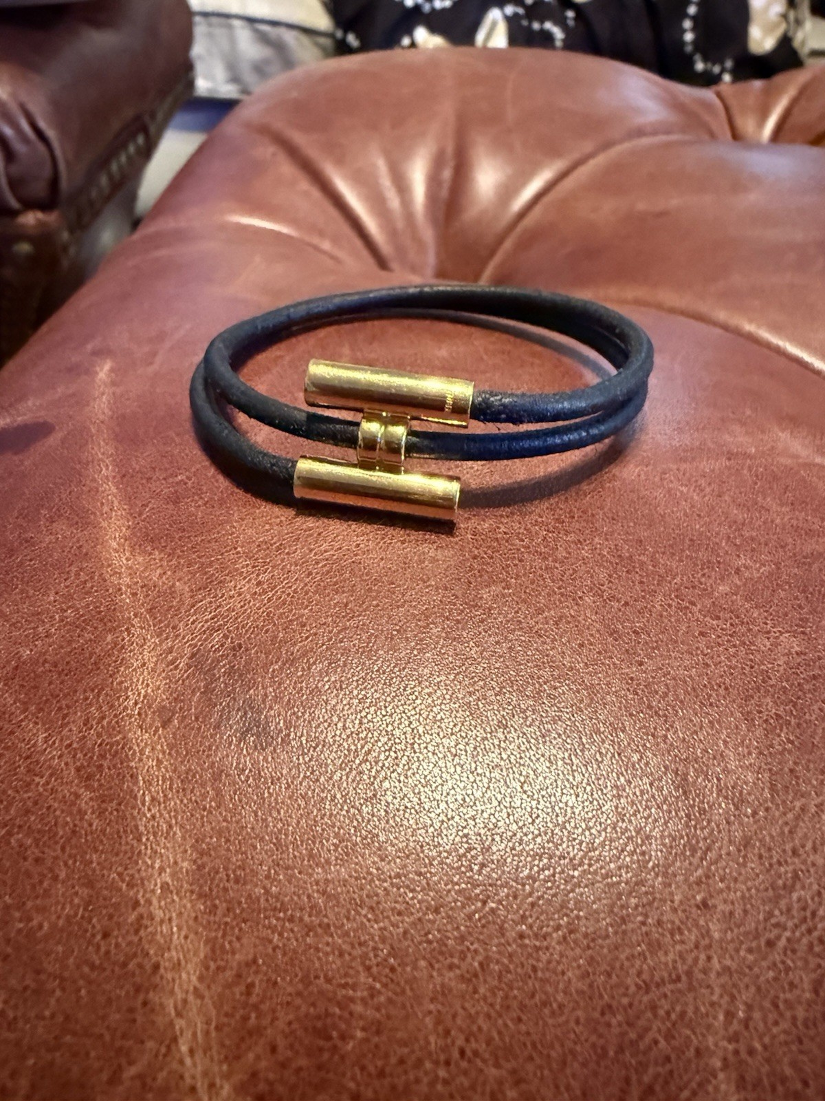 Tournes Tresse black Leather Hermes wrapped bracelet