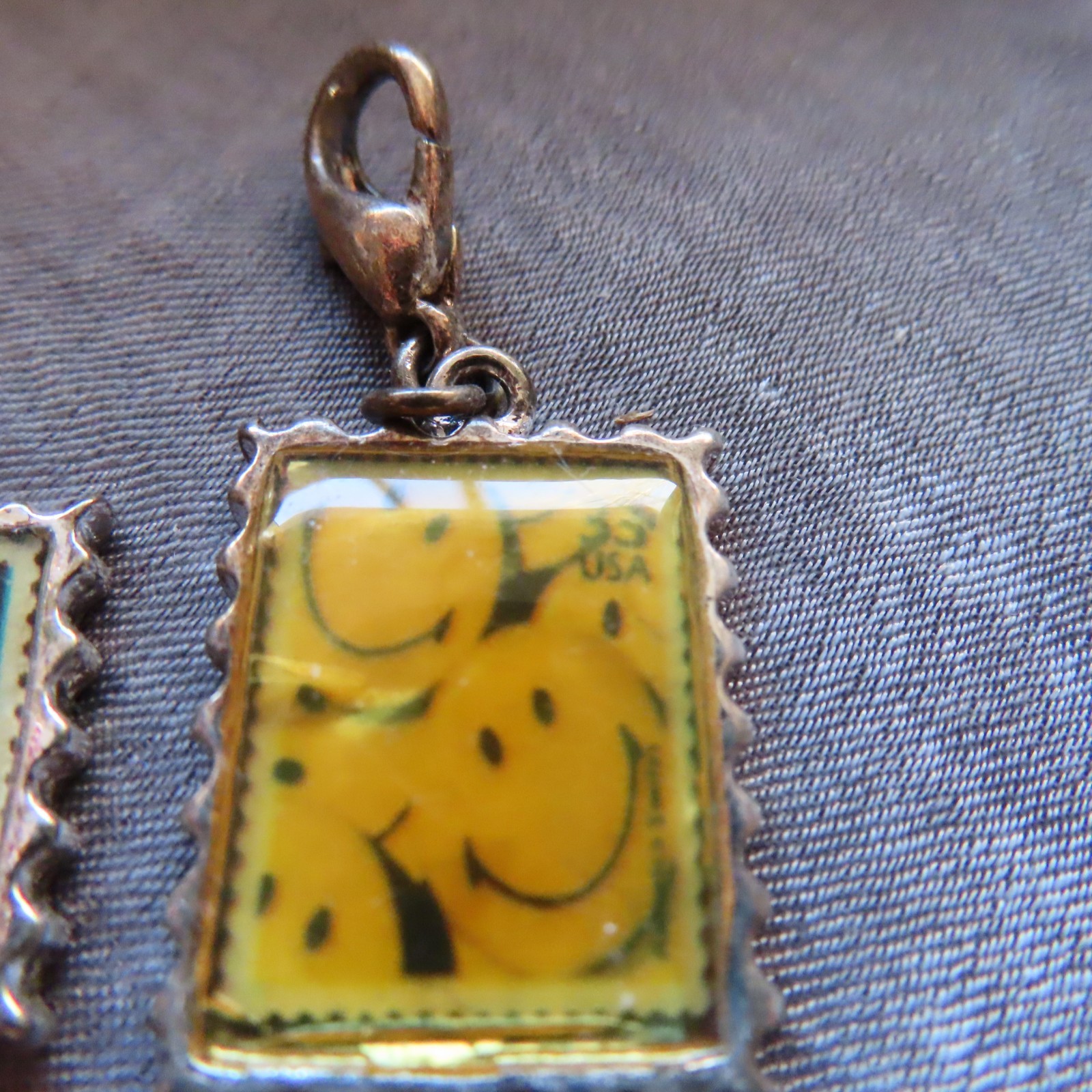 Quirky charms for charm bracelet, silver-tone, US Postal Stamps