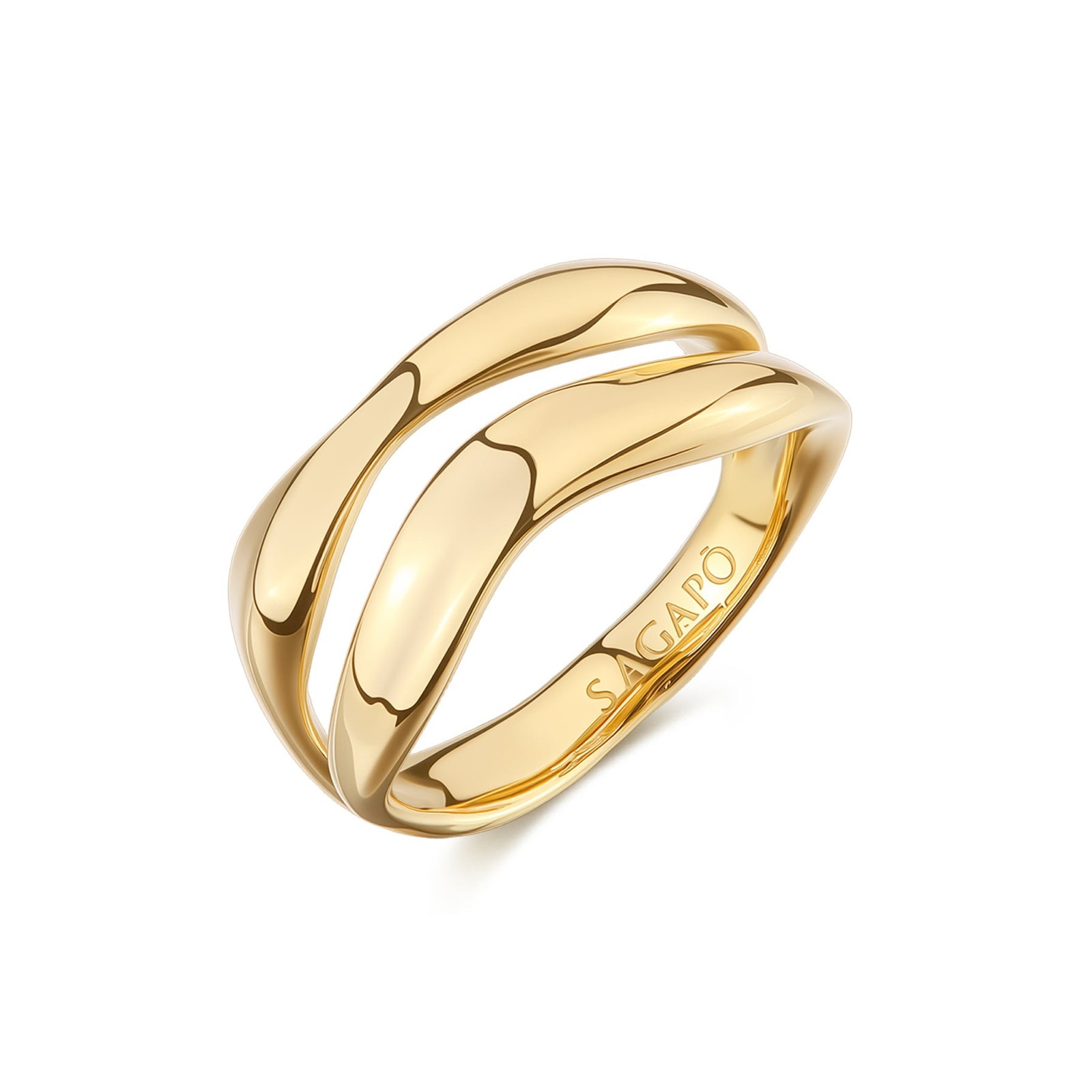 S’AGAPO Emotion SMO32D Gold Steel 316L Ring Size 18