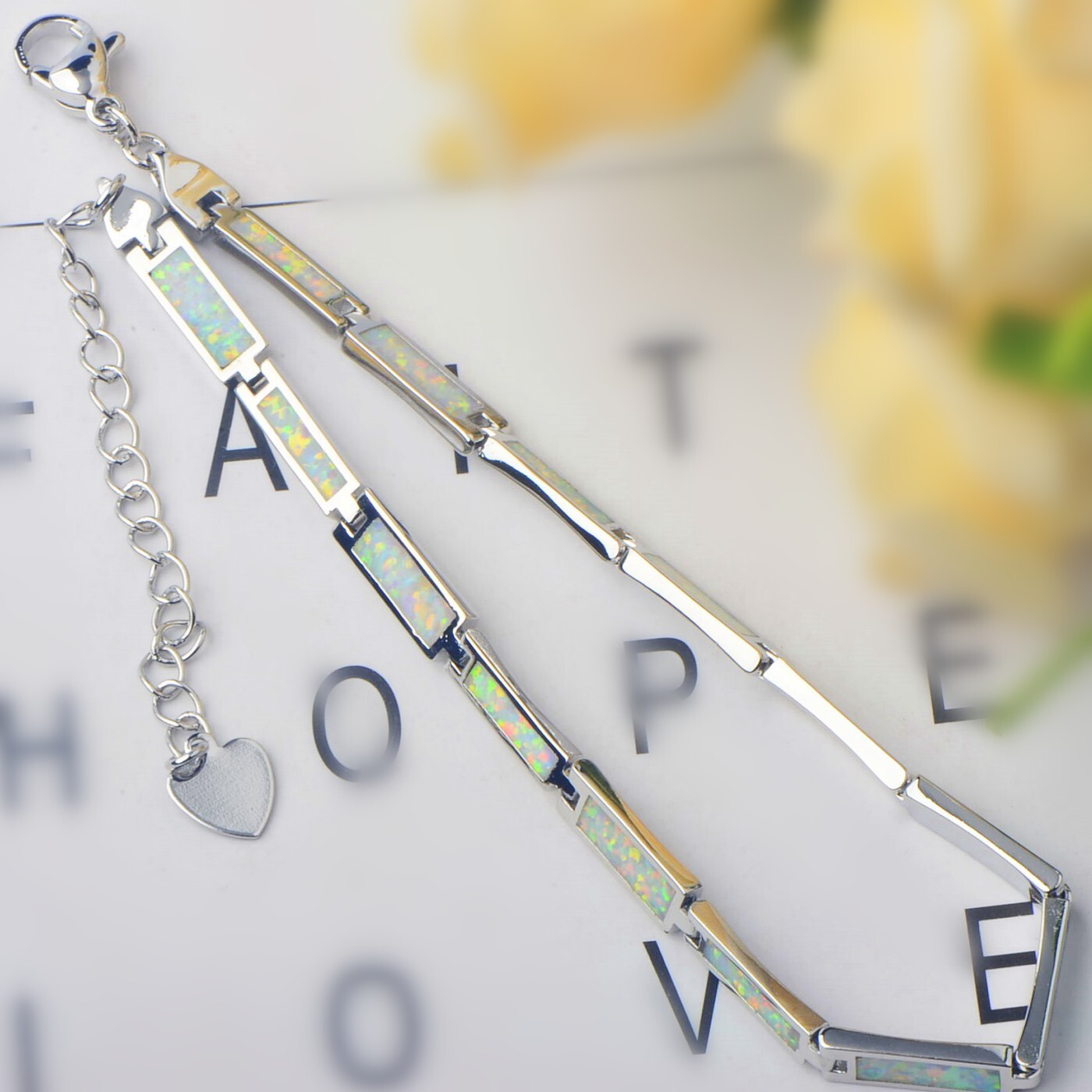 Hawaii White Opal Rectangle Bracelet Sterling Sliver Jewelry For Women Girl