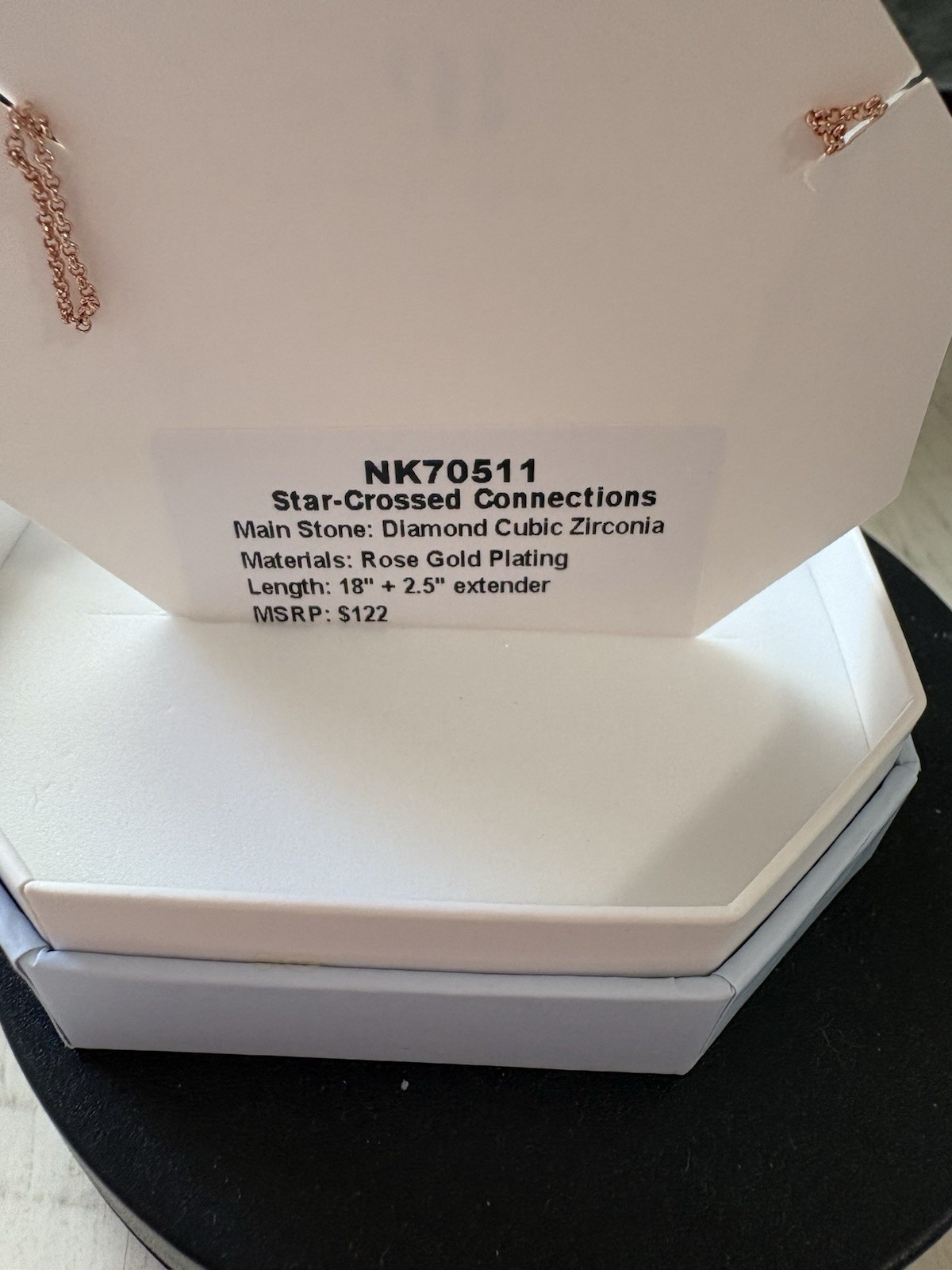 Star Crossed Connections Diamond CZ Rose Gold Plating 18”+2.5” Extender
