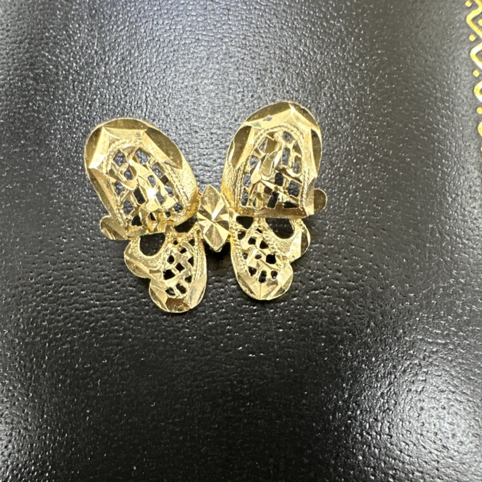 14k Gold Butterfly slider pendant, Signed 2.2cm Butterfly Theme