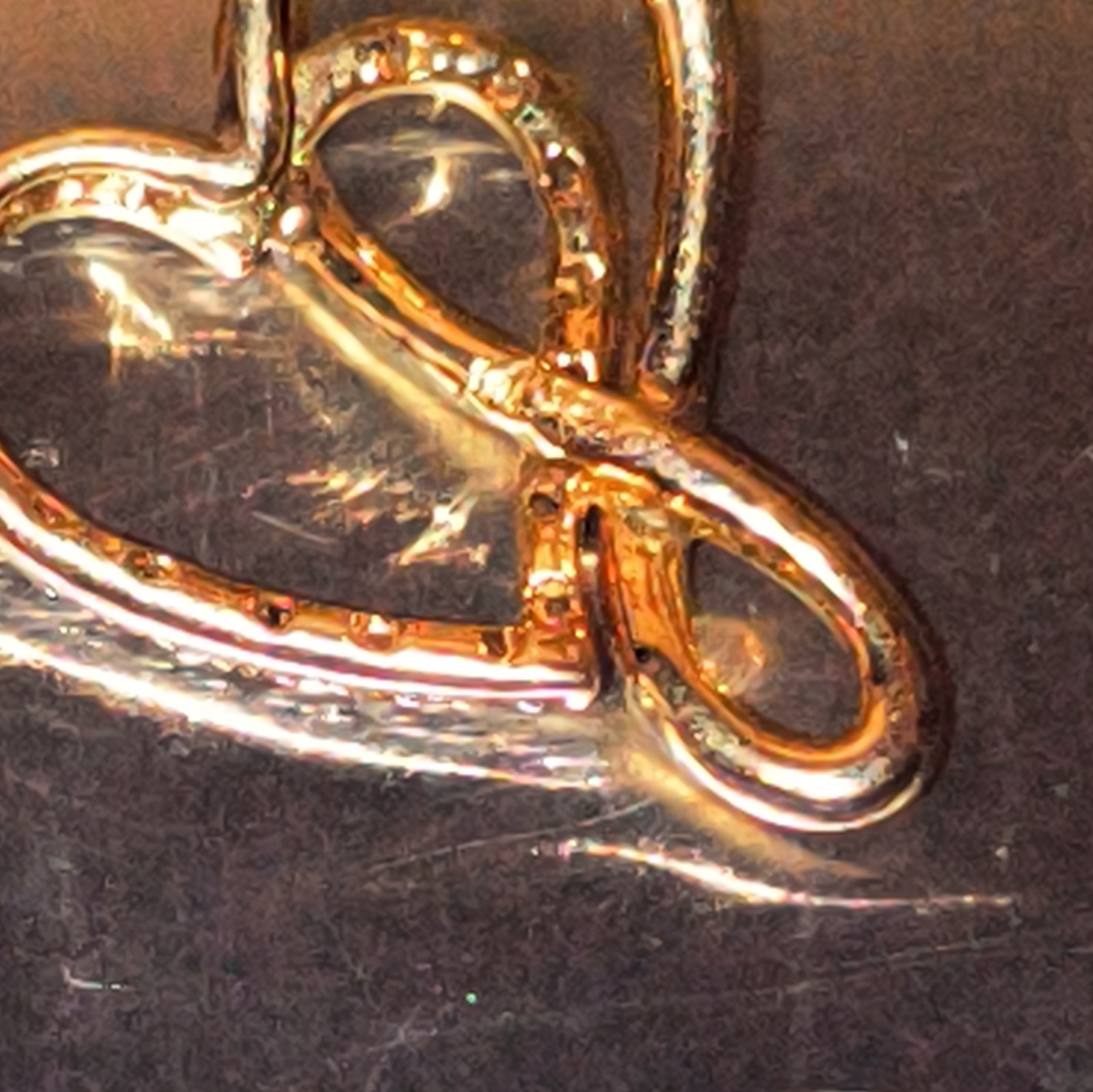 Gold Tone Heart Diamond Accented Pendant Round Pavé Set Stones Metal Love Theme