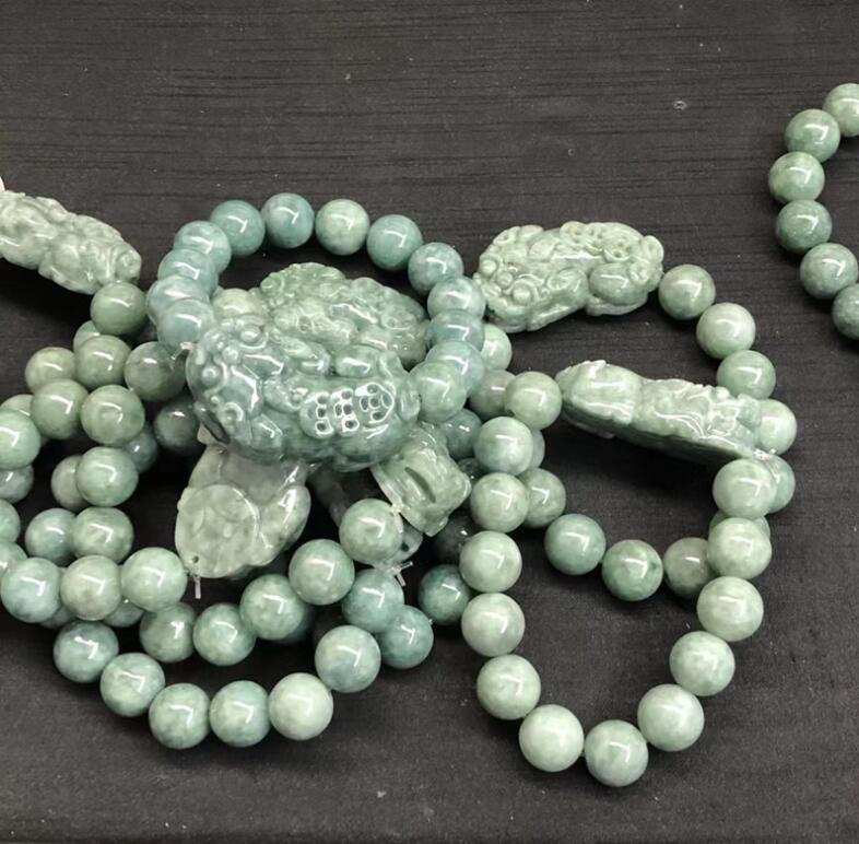 1pcs Real Grade A Natural Green Jade Jadeite Men Women Pixiu Beads Bracelet