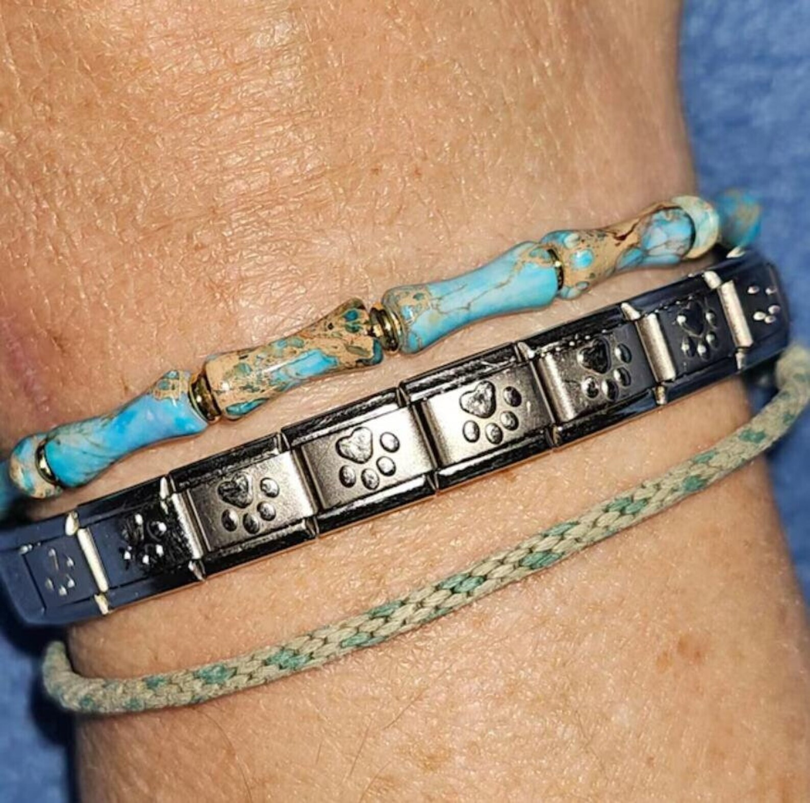 Turquoise Jewelry Handmade Braided Bracelet Natural Stone Protective Bracelet