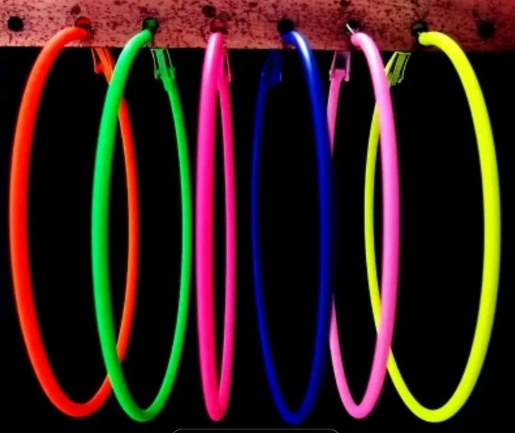 6 Pair Of NEON ColorHoop Earrings Leverback Lightweight Thin Wire Everyday Wear