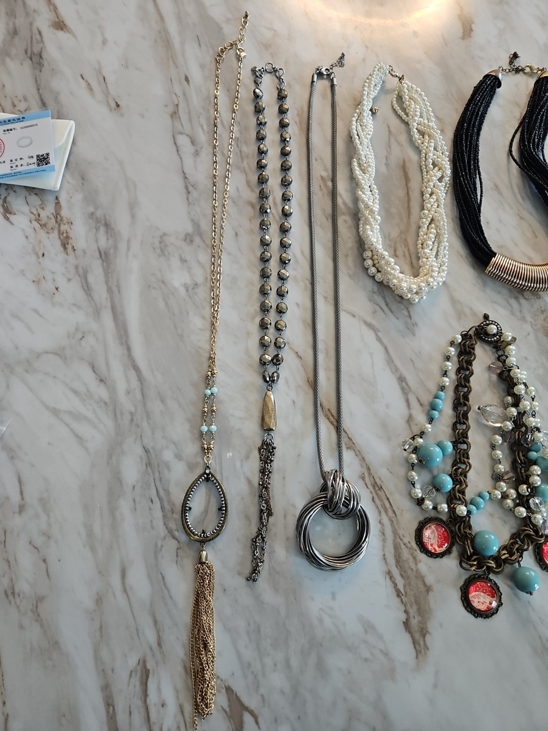 18pc Costume Necklace Lot Faux Pearls Beaded Chunky Statement Resale Branded