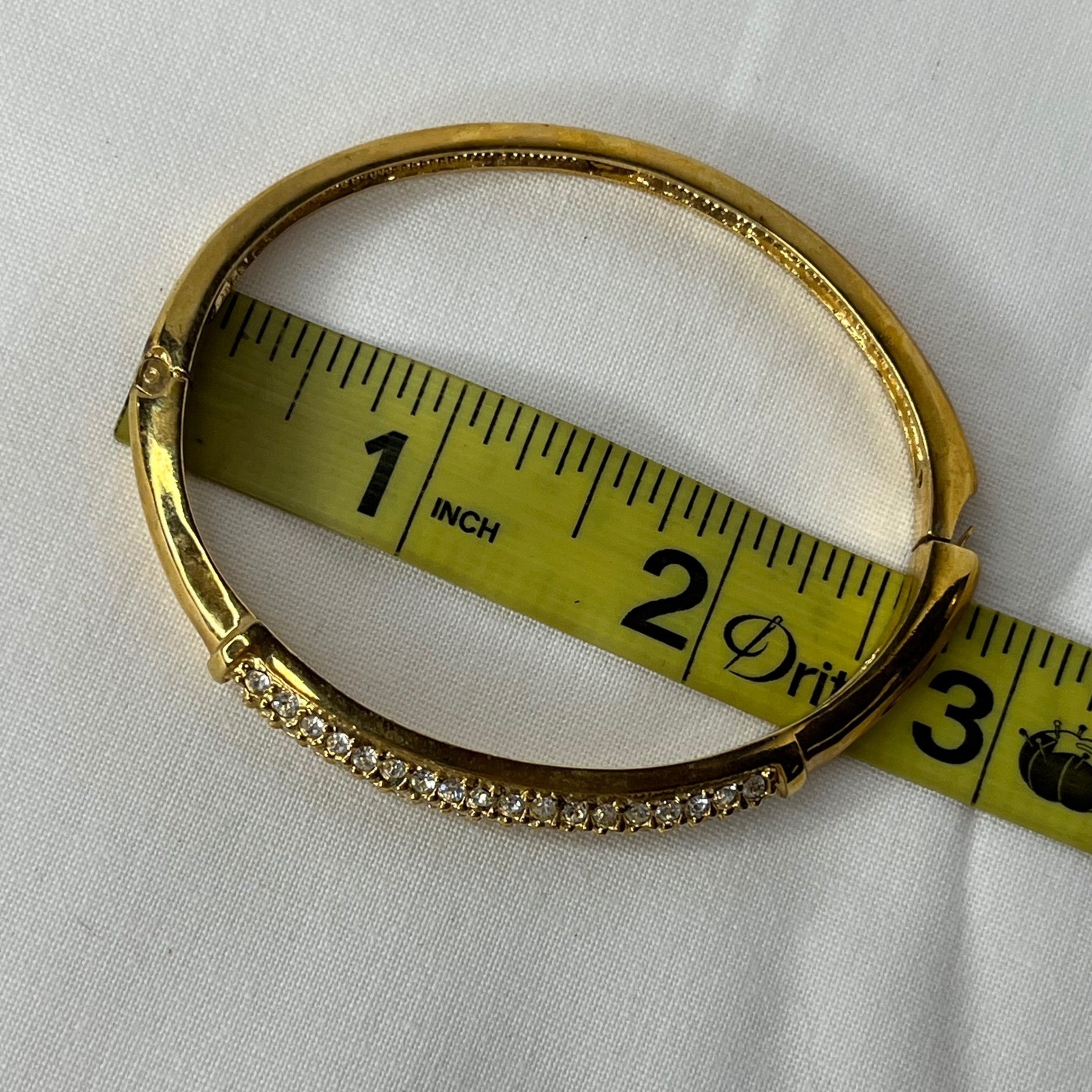 Swarovski Stone Bangle Gold Tone Pave Crystal Hinge Bracelet M 5032848 No Stamp