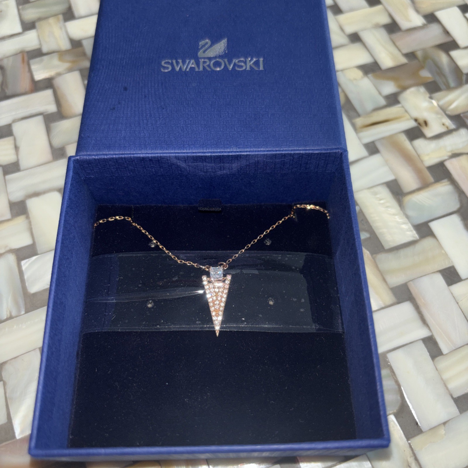 Brand New Swarovski Crystal Rose Gold and white pendant necklace solitaire