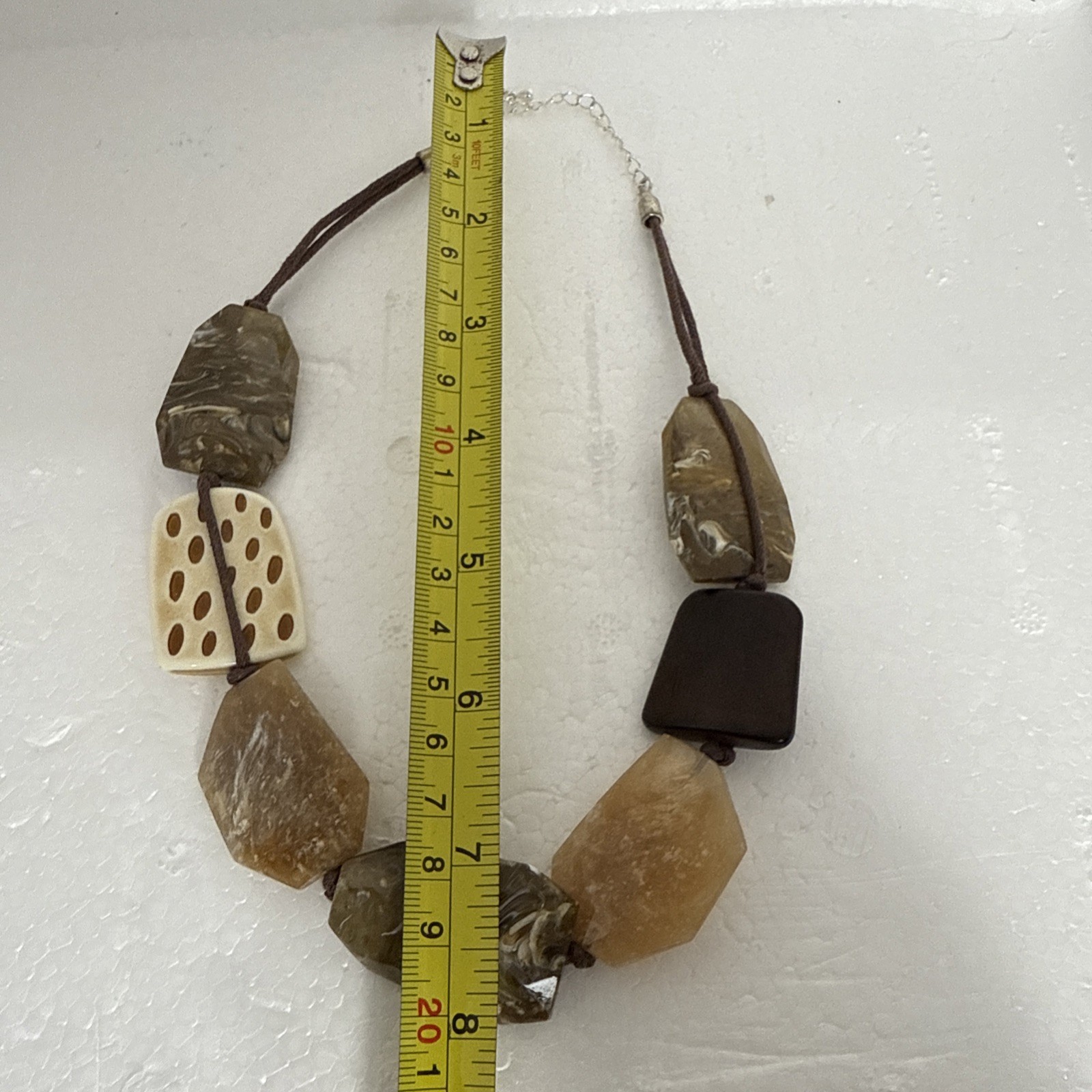 Retro Bohemian Necklace Brown Beaded Tan Earth Style