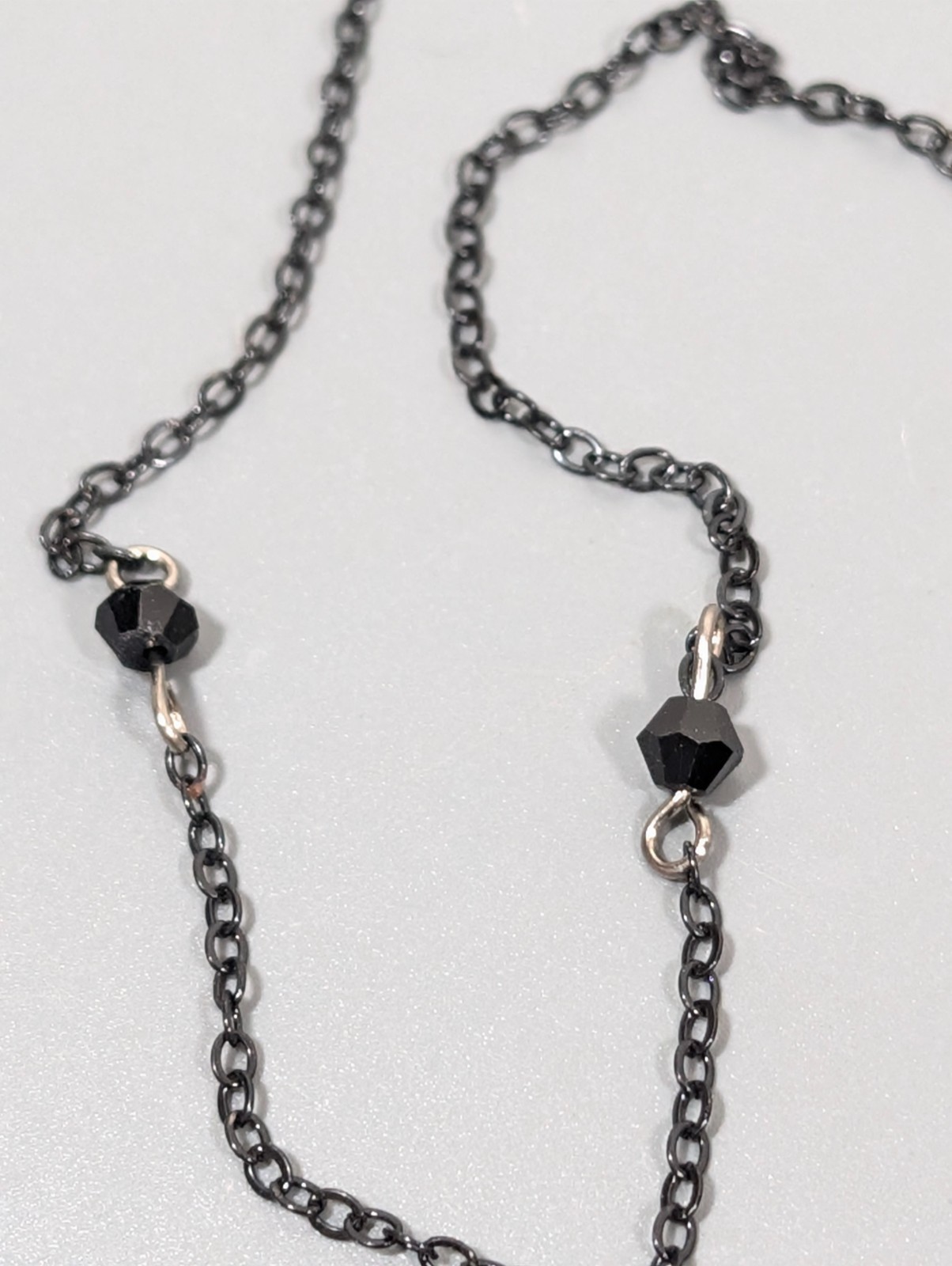 Dainty Black Bead Drop Necklace Minimalist Gothic Layering Chain Modern 17 in