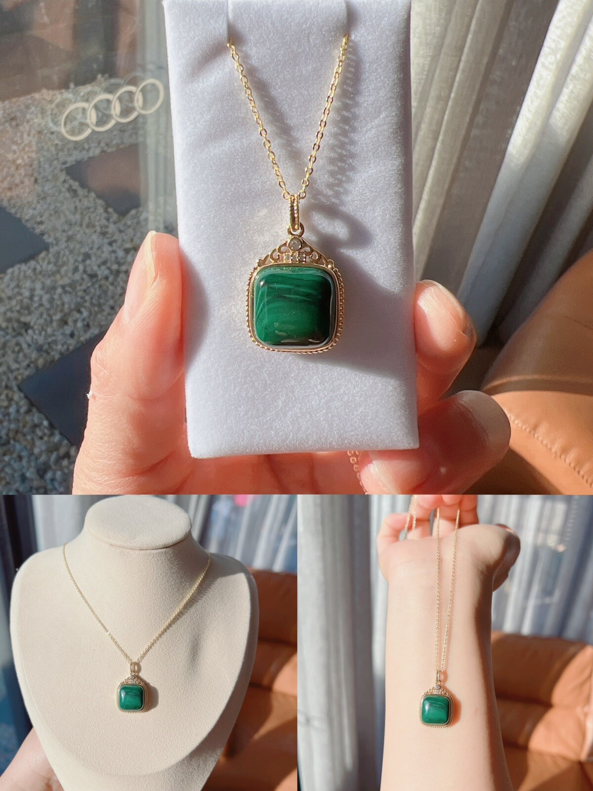 Beautiful Good Quality Natural Real Malachite Jewelry Set With Gift Box