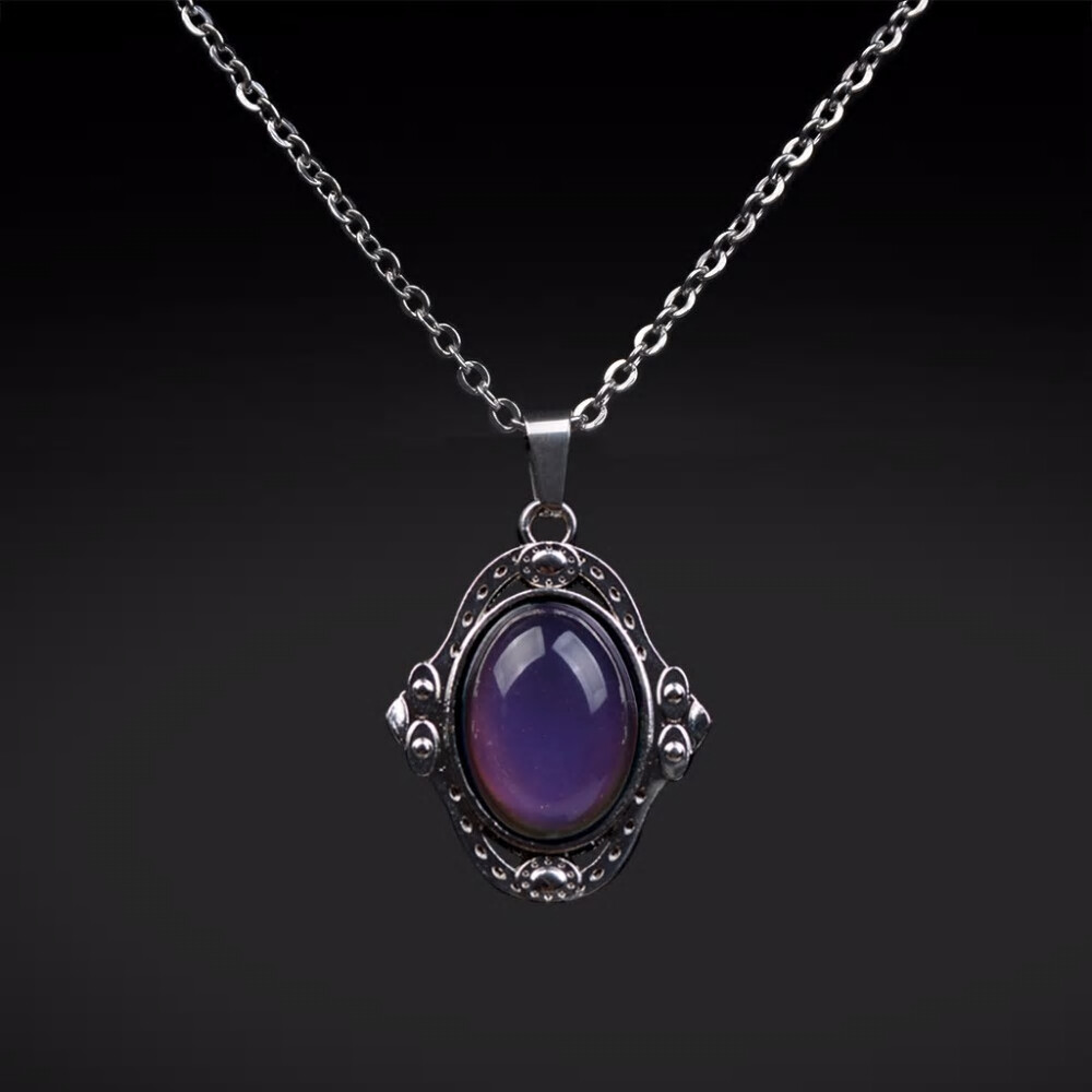 Mood Pendant Retro Palace Elliptic Temperature Control Color Necklace