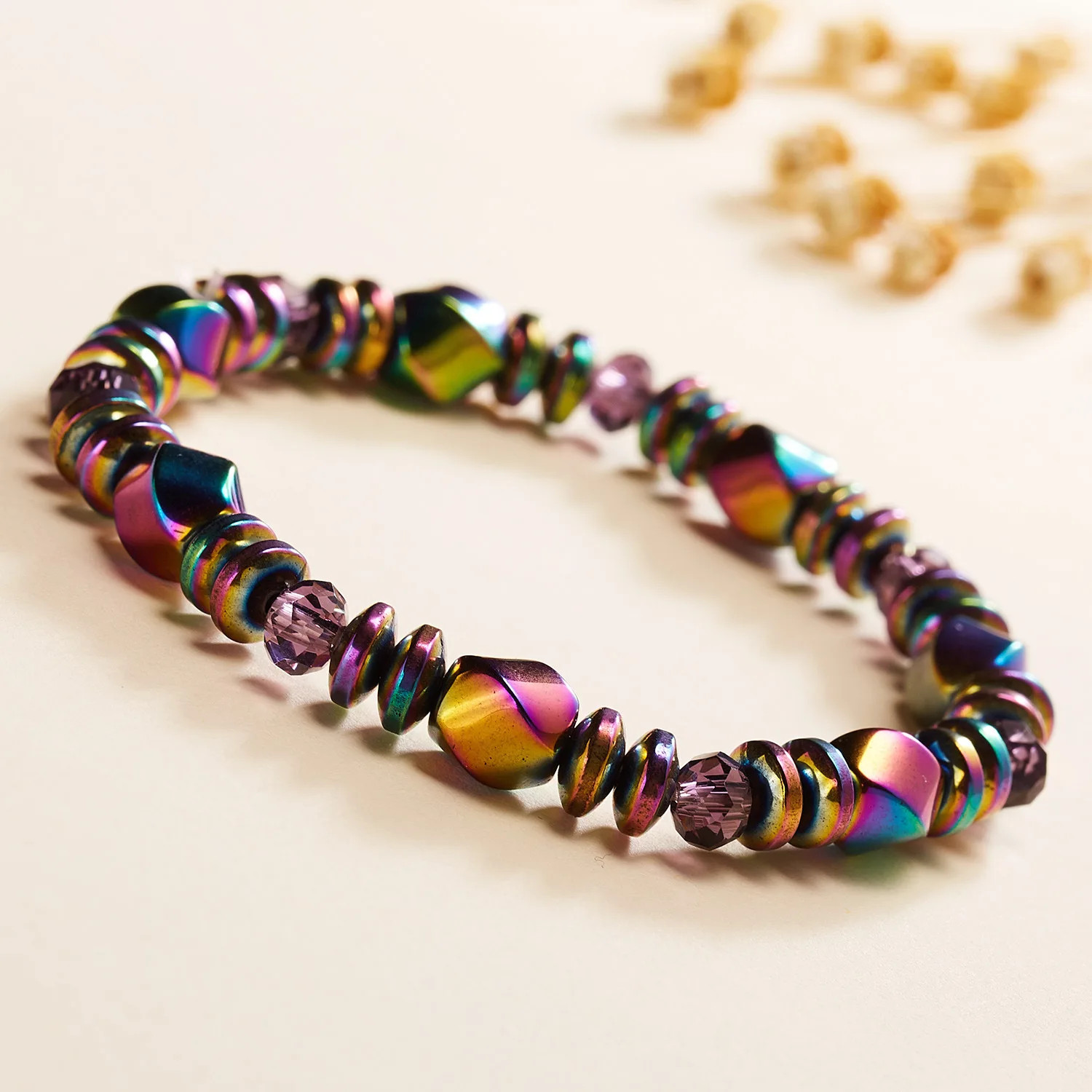 Colored Magnetic Energy Natural Stone Bracelet Men Health Care Therapy Slimming