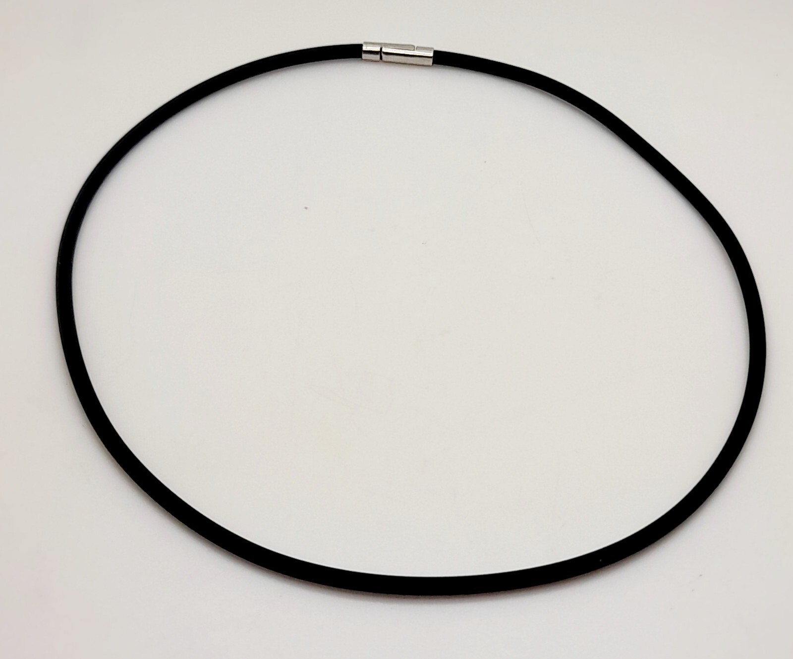 N001 Black Rubber Rope Cord 16 inch Chain fashion Necklace Clasp magnet 3mm
