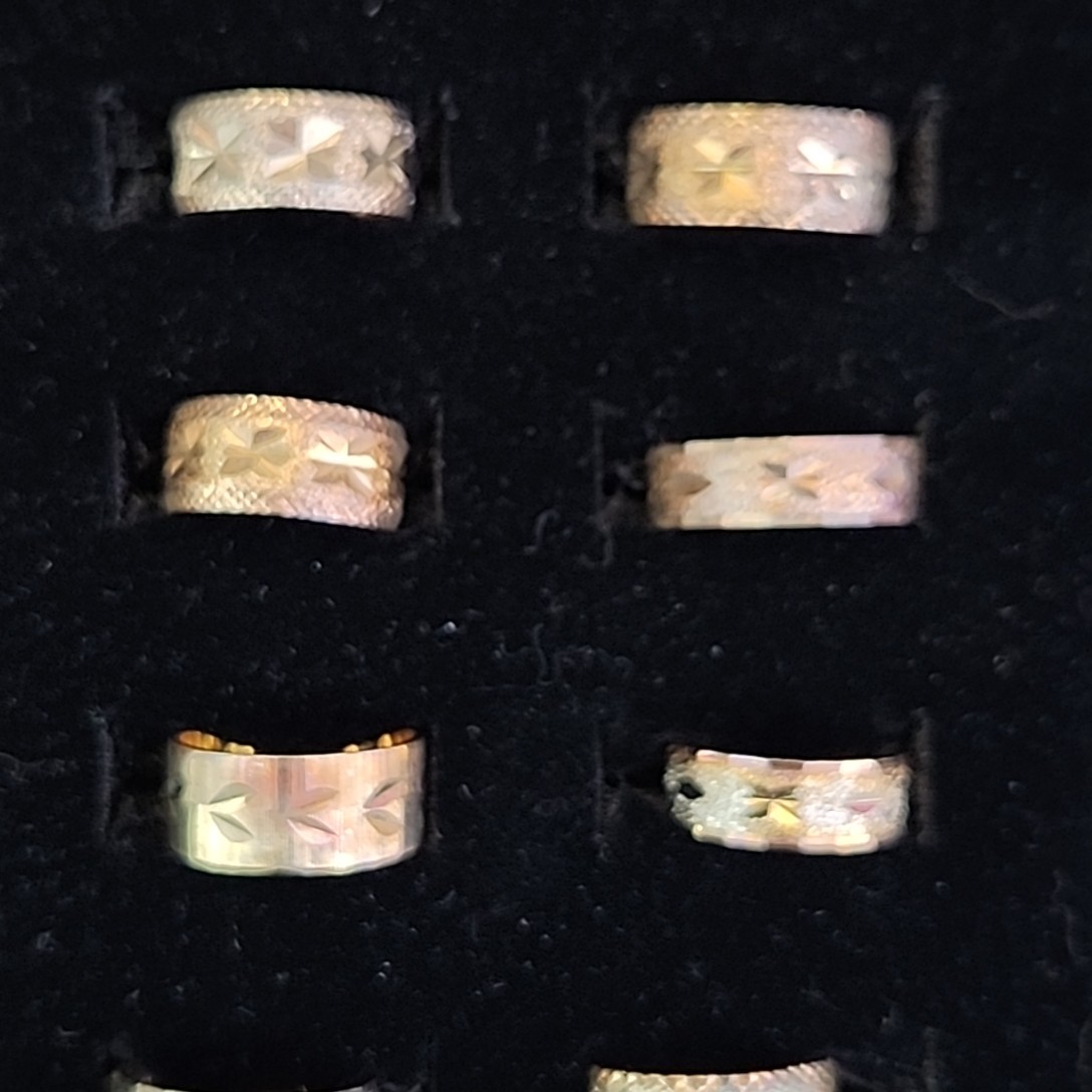 Band Ring Lot of 29 18K Heavy Gold Electroplate Various Sizes 4 to 8 HAVE WEAR
