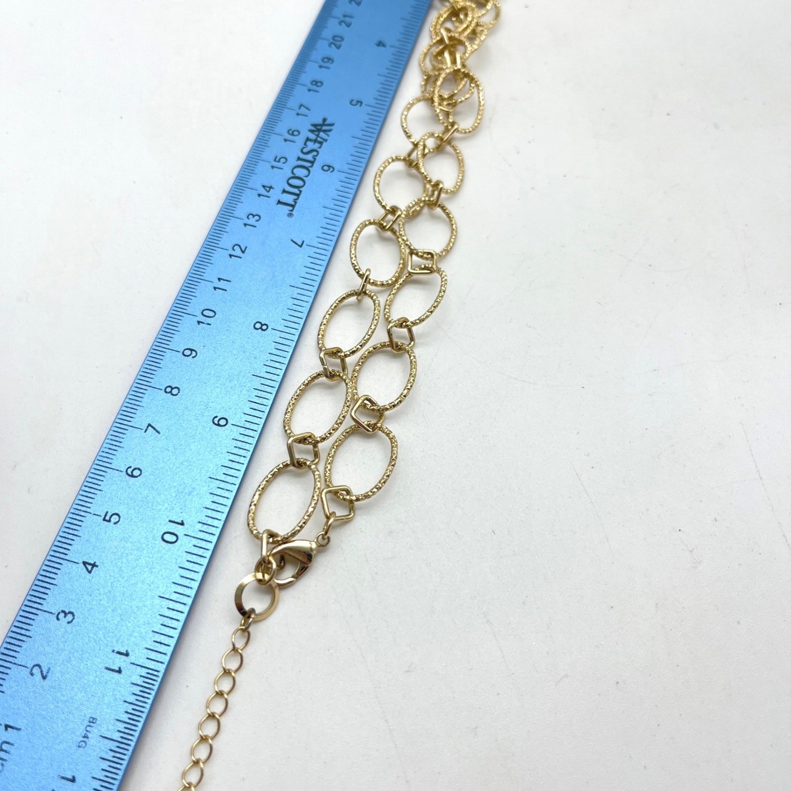 Gold Tone Textured Oval Link Chain Necklace Extender