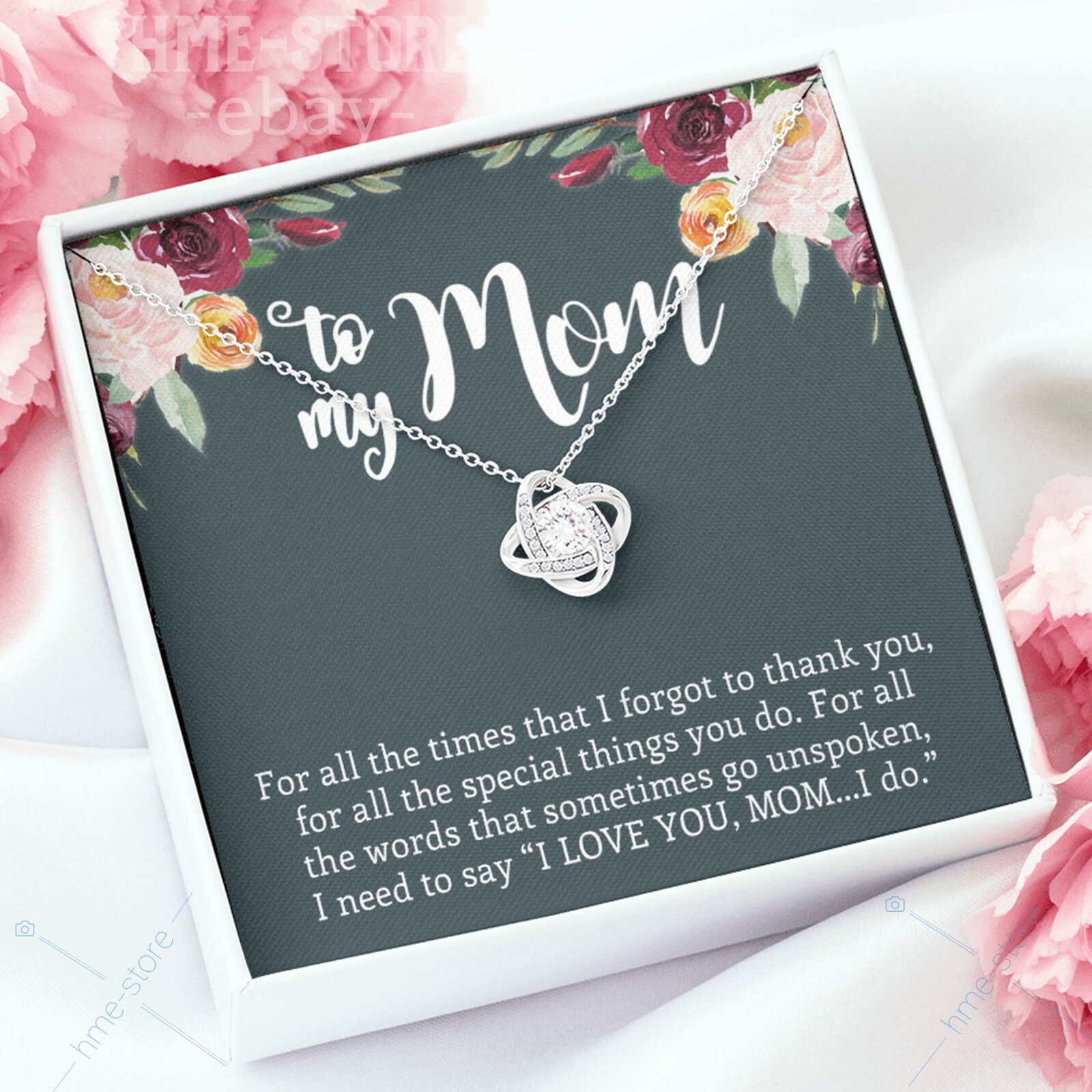 To My Mom Necklace Love Knot I Love You Thank Mother Day Gifts From Son Daughter