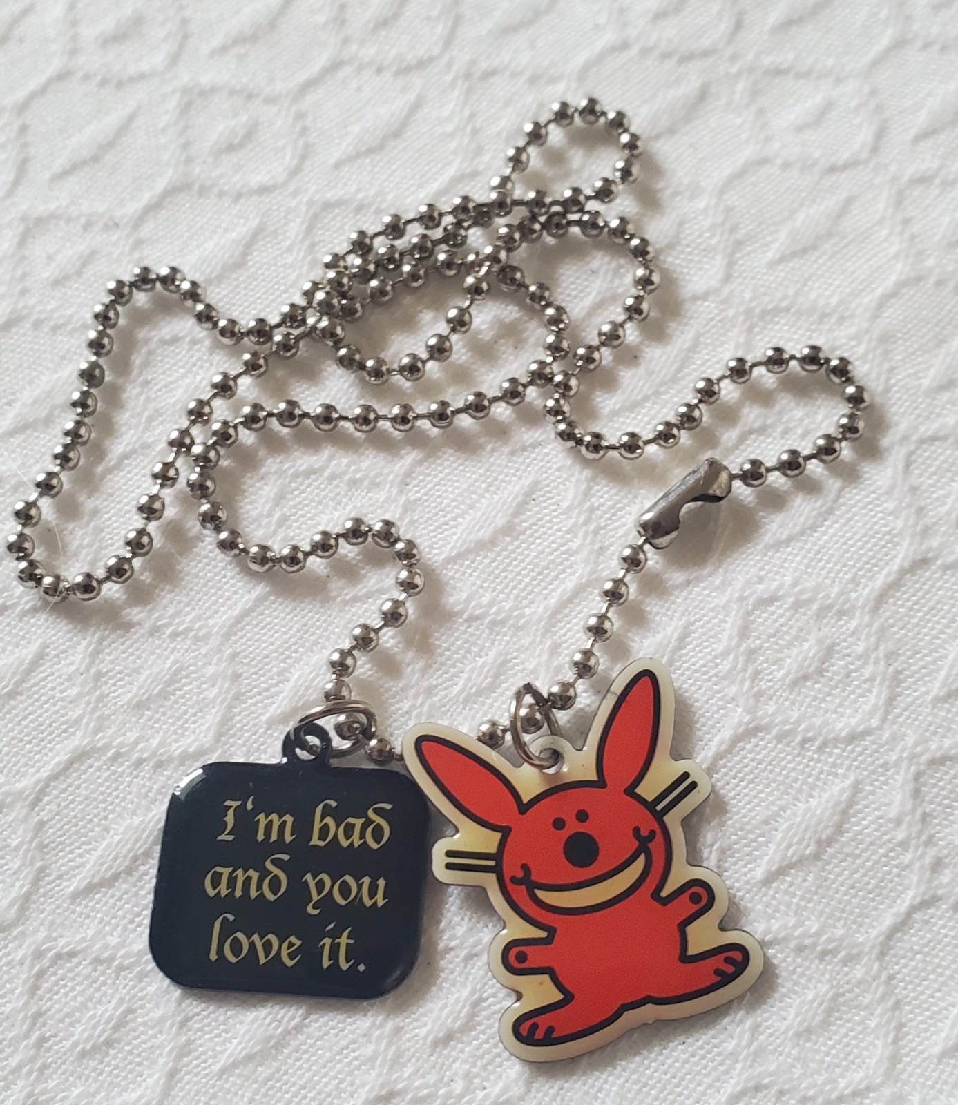 Happy Bunny Dog Tag Necklace Jim Benson Various Titles Choose One